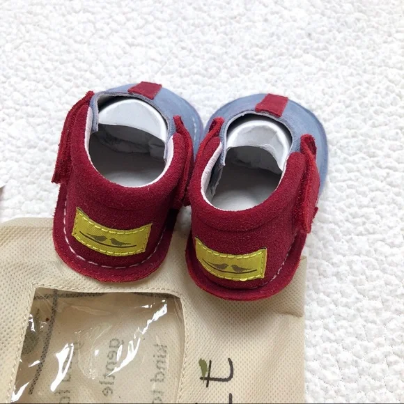 Pipit Suede Stripe Baby Shoes Sky-Red Size 3 - Picture 4 of 11